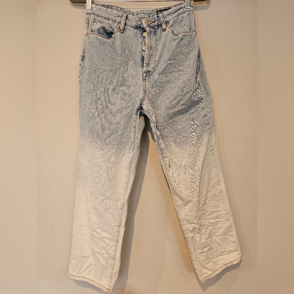 Blank NYC Size 27 The Baxter Rib Cage Straight Leg Button Fly Blue White Jeans